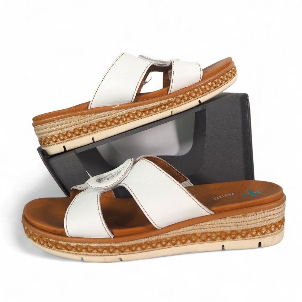 Baretraps Posture+ Bliss Wedge Slip-on Sandals White Women's‎ 7.5M